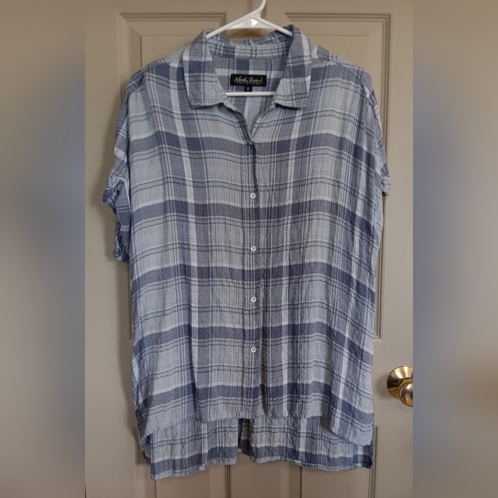 North River Outfitters Women's Rayon Short Sleeve Button Down Shirt  - XL